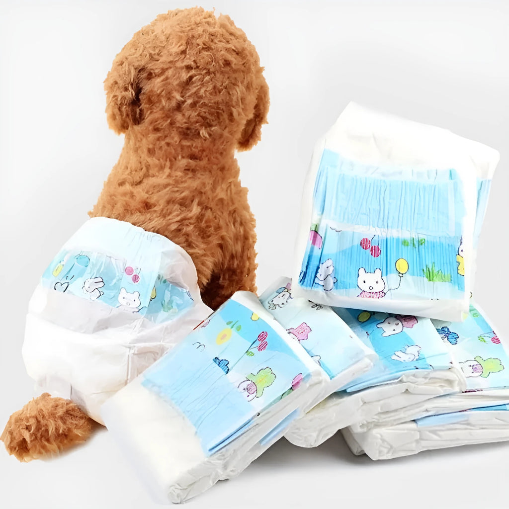 Disposable pet diapers made of non-woven fabric for female and male dogs in multiple sizes