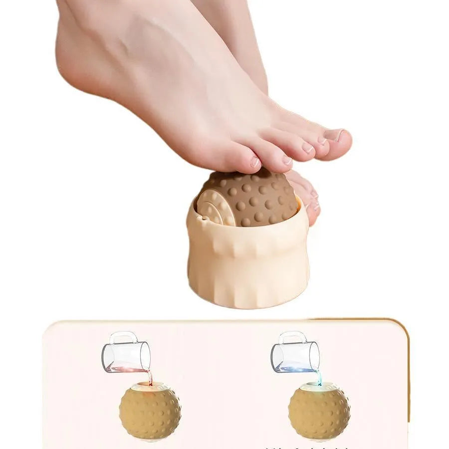 Caramel mocha and oil fruit green coloured massage balls for cold and hot compress therapy and foot massage.