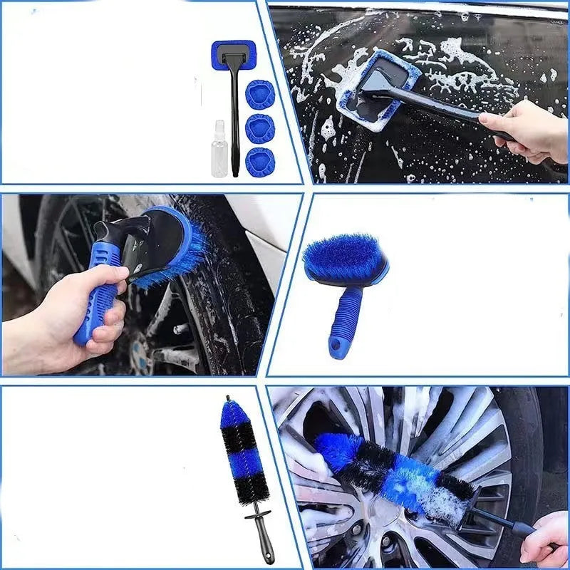 26-piece automotive cleaning brush kit with tyre brush and interior tools