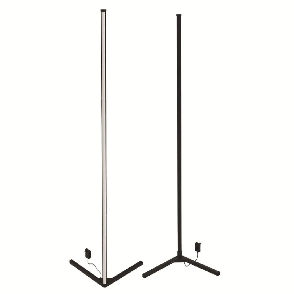 Black smart RGB floor lamp with remote control on household floor