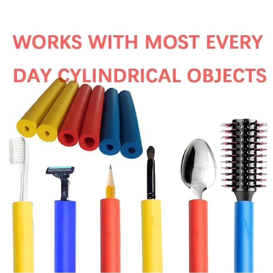 Set of black rubber grip hoses for securing tableware handles and pens
