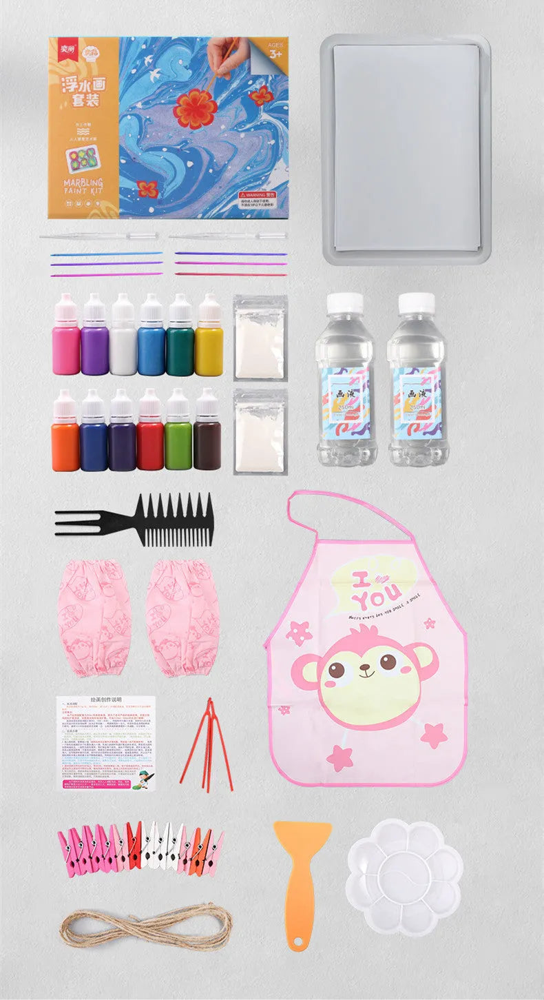 Hand painted doodle educational toys gouache set with 6ml pigments and drawing paper