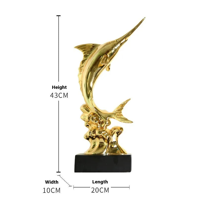 European swordfish decorative ornament made of resin in a choice of four colours.