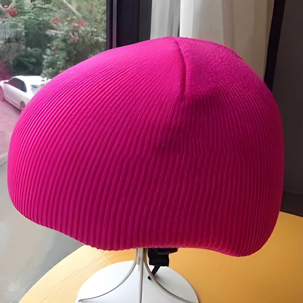Snow helmet decorative cover for L-size helmets in various colours like fluorescent green and rose pink.