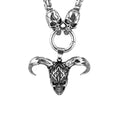 Polished titanium steel skull pendant ghost head chain necklace for men, 50cm length shown