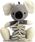 Grey koala plush dog chew toy measuring 30cm tall with internal crinkle paper.