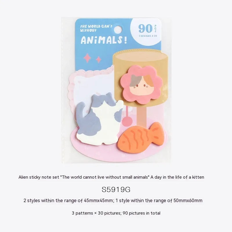 Small animal shaped sticky note set with 90 pages in six colour options