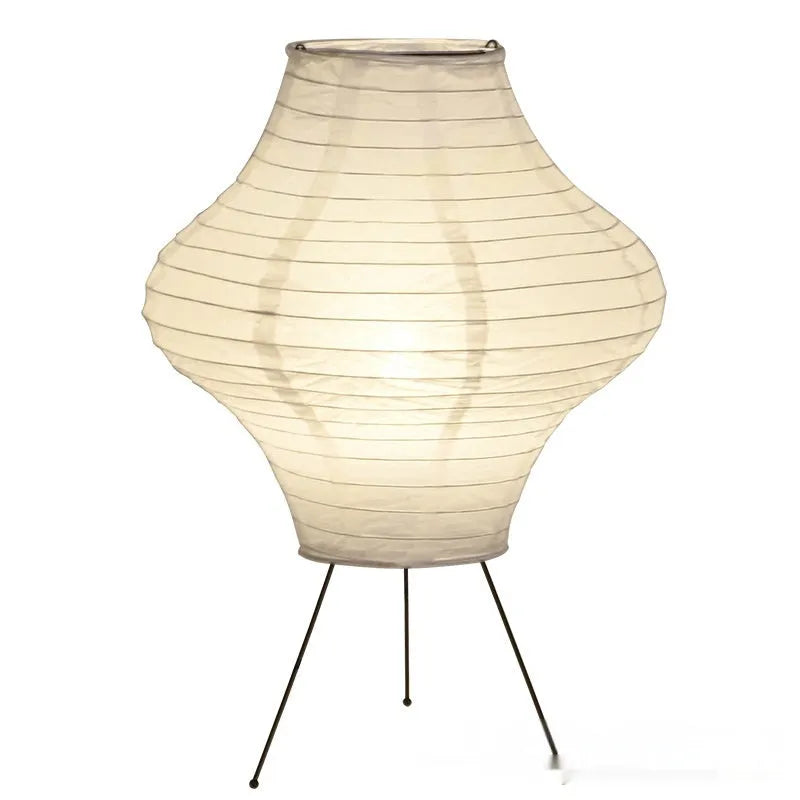 Japanese-style decorative table lamp with tricolour lighting measuring 32cm wide by 45cm tall