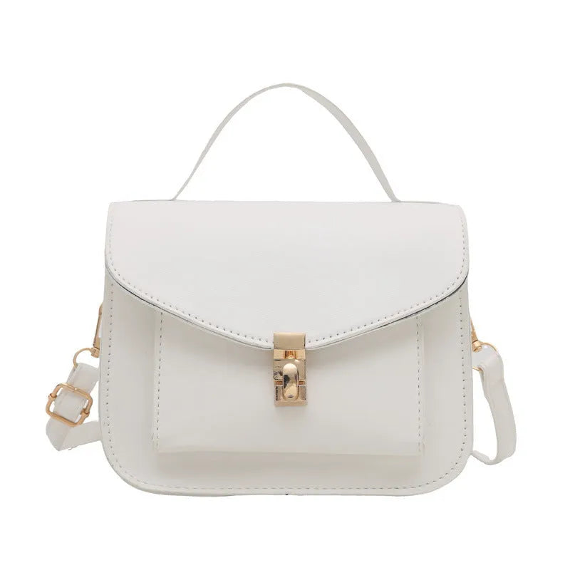 Retro style men's shoulder messenger bag in horizontal square shape with document pocket
