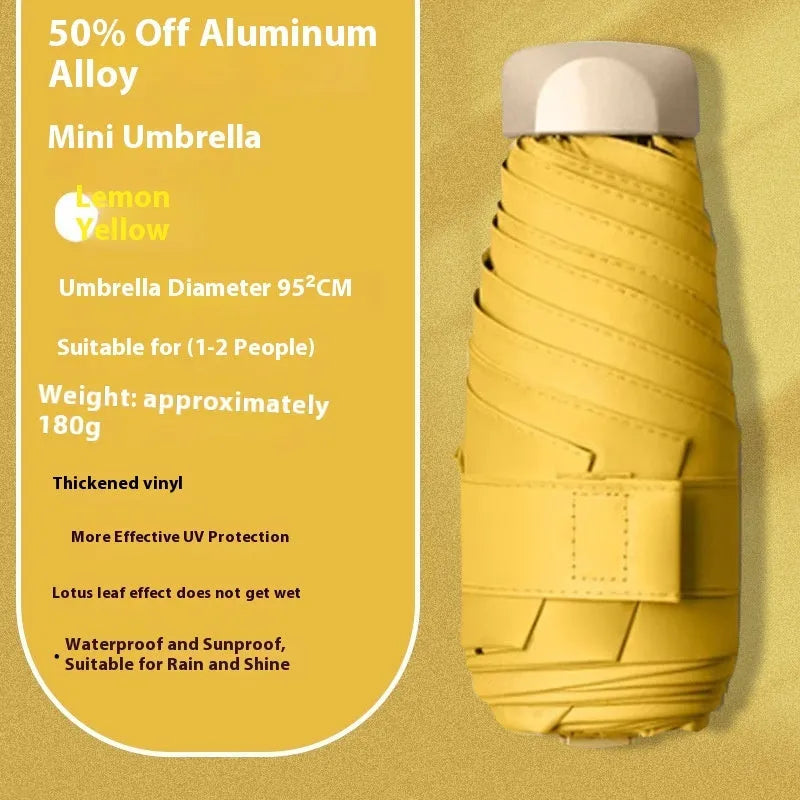 Compact 5-fold gradient vinyl sun umbrella with alloy frame in multiple colour options