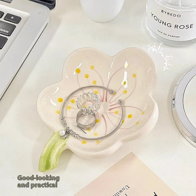 Yellow white porcelain storage tray with optional night light, available in pink or white shell options