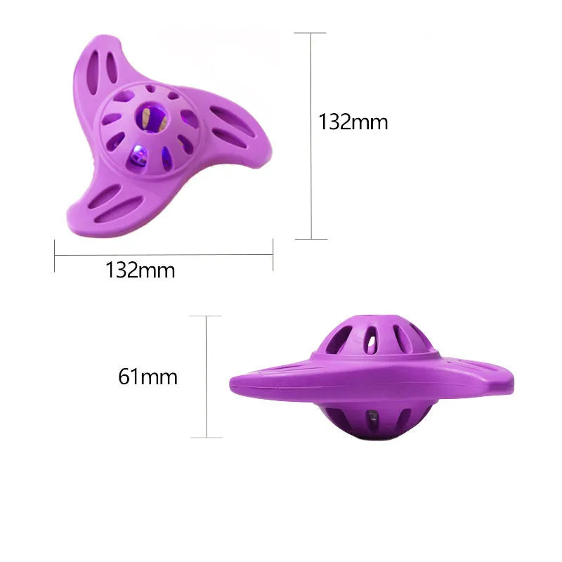 Blue or purple bite-resistant boomerang dog chew toy with molar edge texture for puppy teeth relief