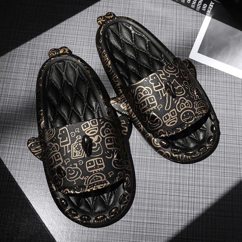 Shark-themed couple slippers with open toe design and EVA upper in multiple colour options