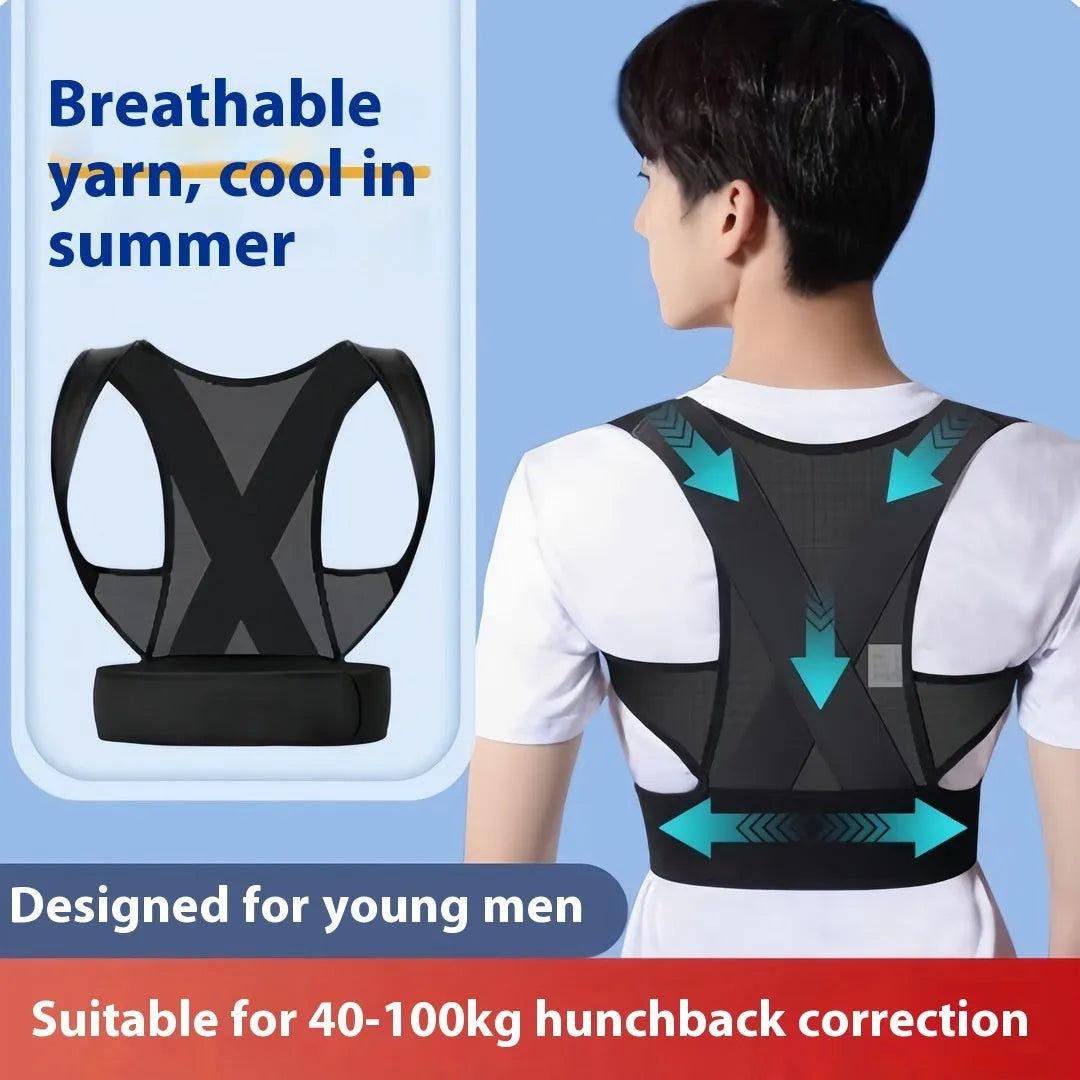 Men's beige posture correction belt with adjustable straps and Hollow O back design