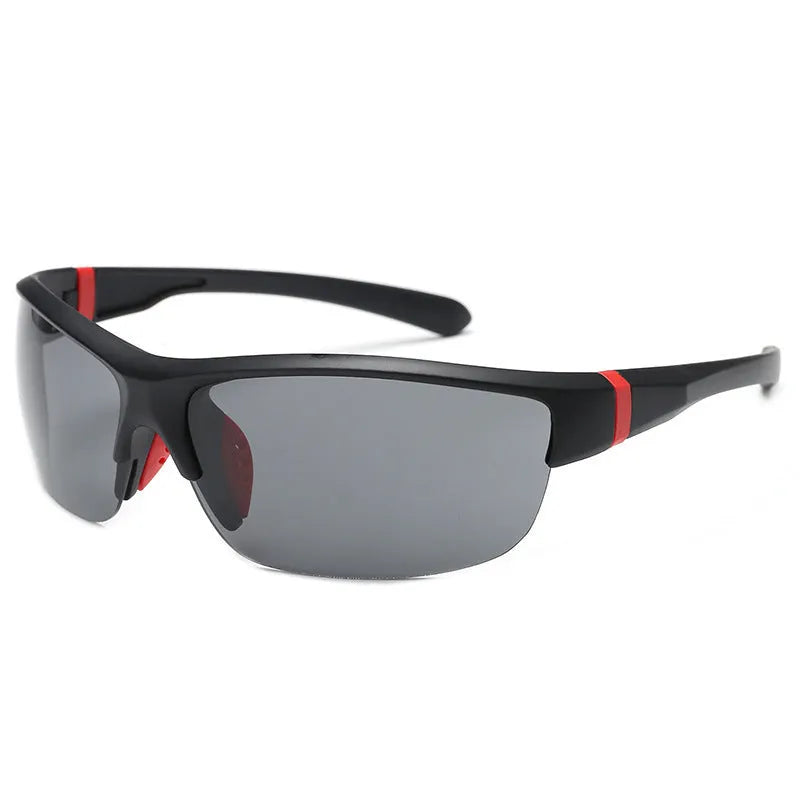 Men's athletic cycling sunglasses with semi-frameless frame in various colour options