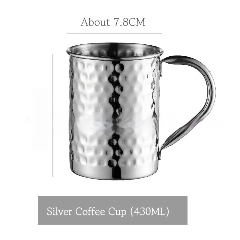 Stainless steel Moscow Mule copper plated cup with glass lining and hammer point texture