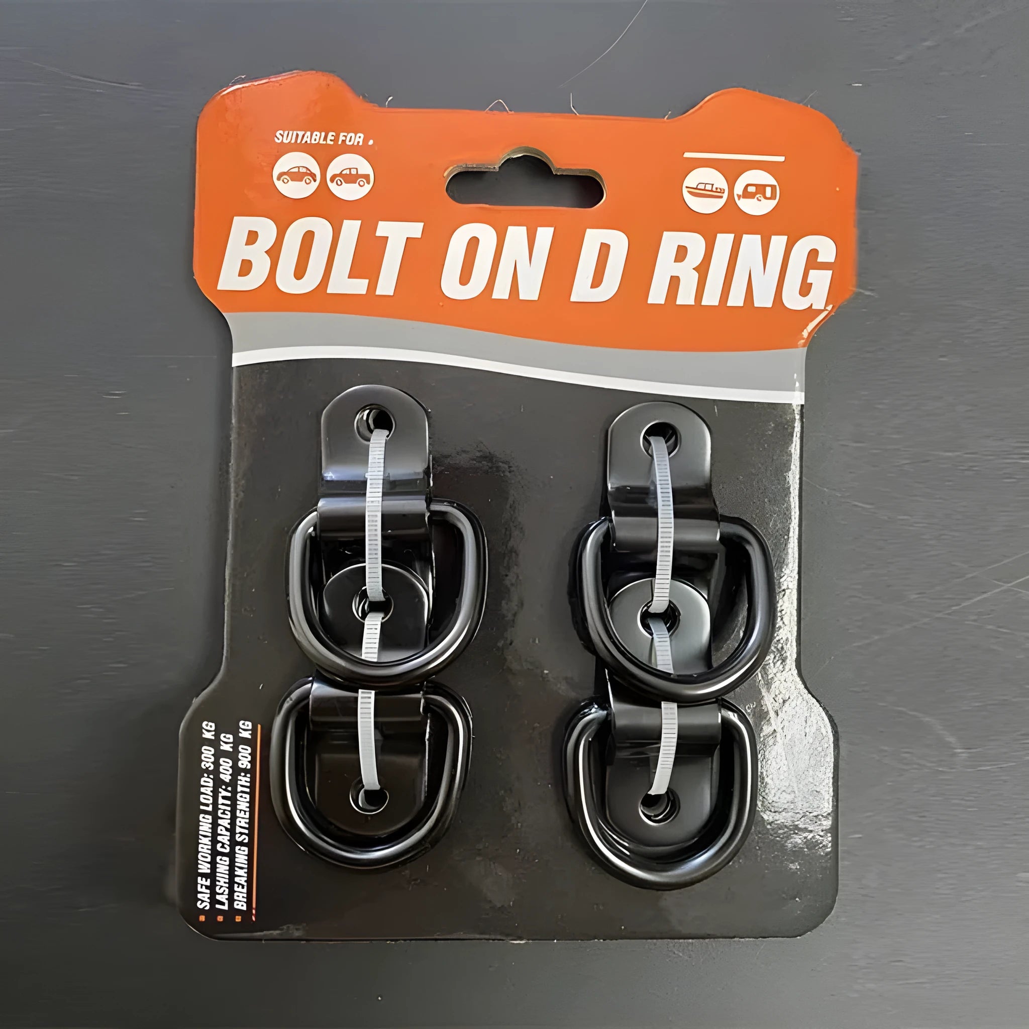 Black galvanised carbon steel pull ring floor hook for truck cargo security.