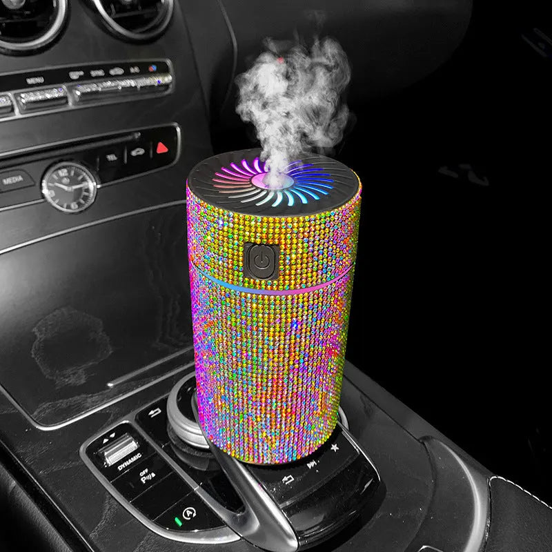 Car mounted air purification humidifier with diamond design in seven colour options