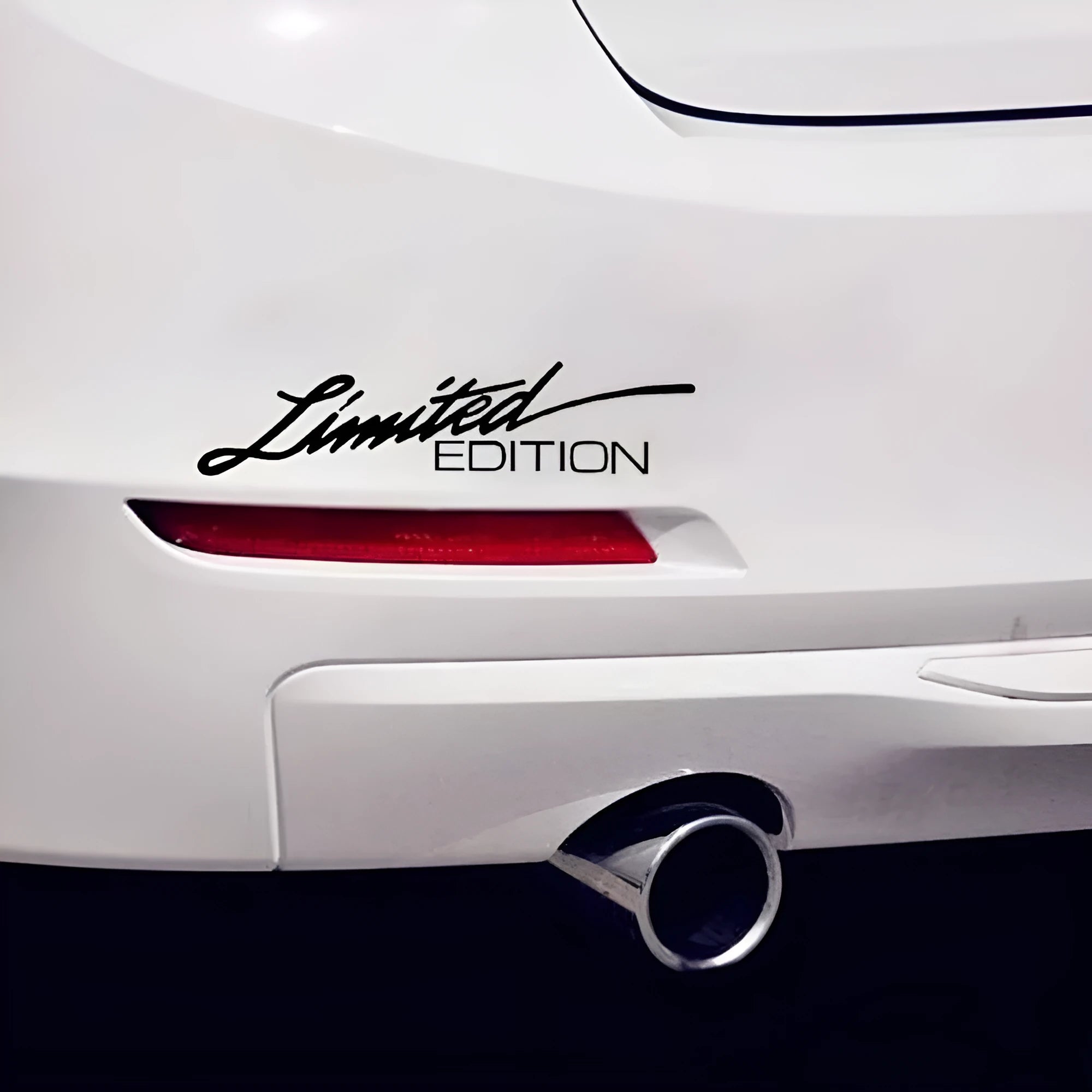 Reflective English text bumper sticker in black, measuring 16cm long by 3.8cm wide.