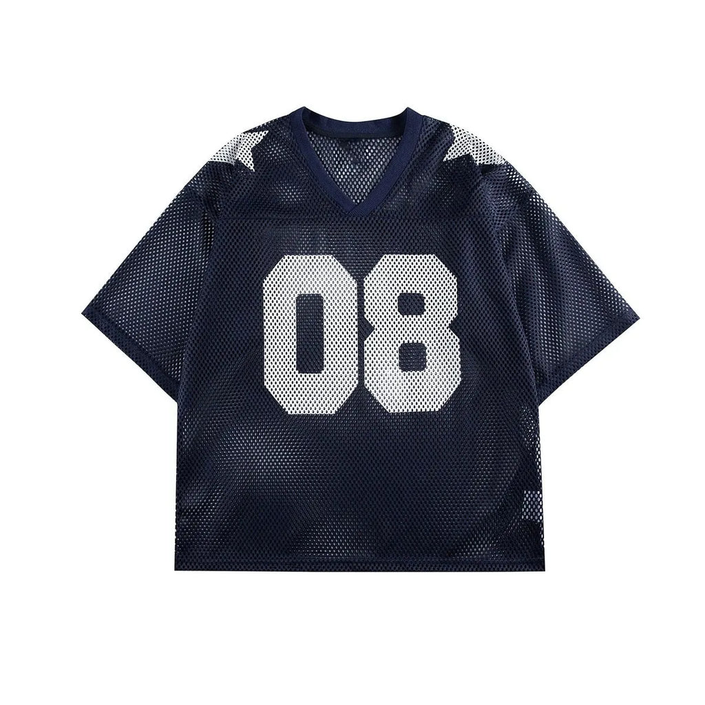 Black loose-fit short sleeve shirt with white letter print pattern, modelled flat
