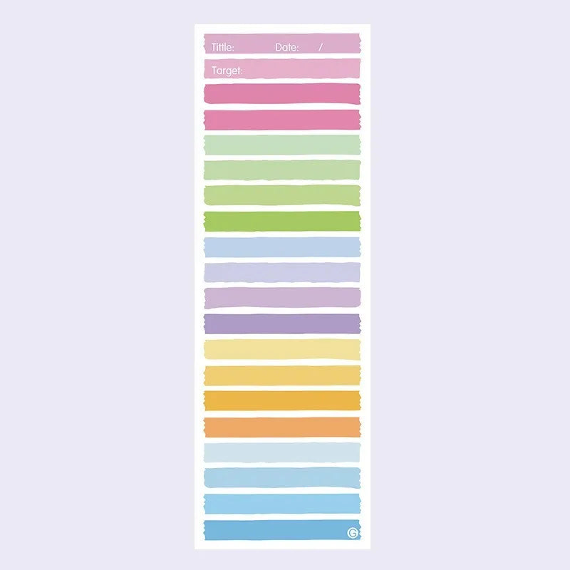 Cartoon student notepad with plastic cover in colour-striped designs measuring 90x248mm