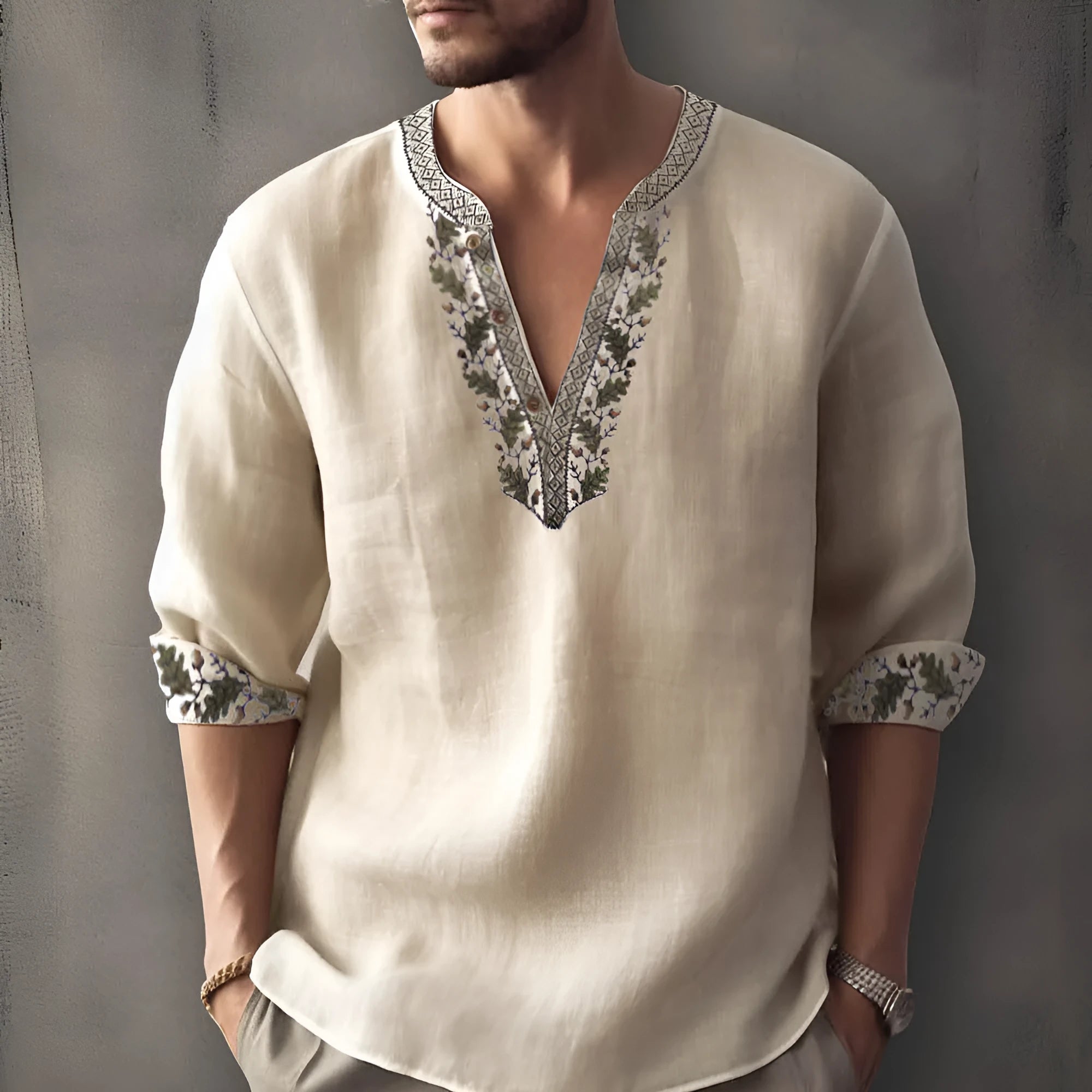 British style striped short sleeve shirt with 3D digital thermal transfer print on bamboo hemp fabric