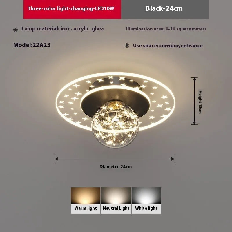Modern corridor ceiling lamp in black finish with LED light source