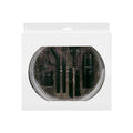 Eight-piece vacuum cleaner accessory tool set with small suction head for compact spaces