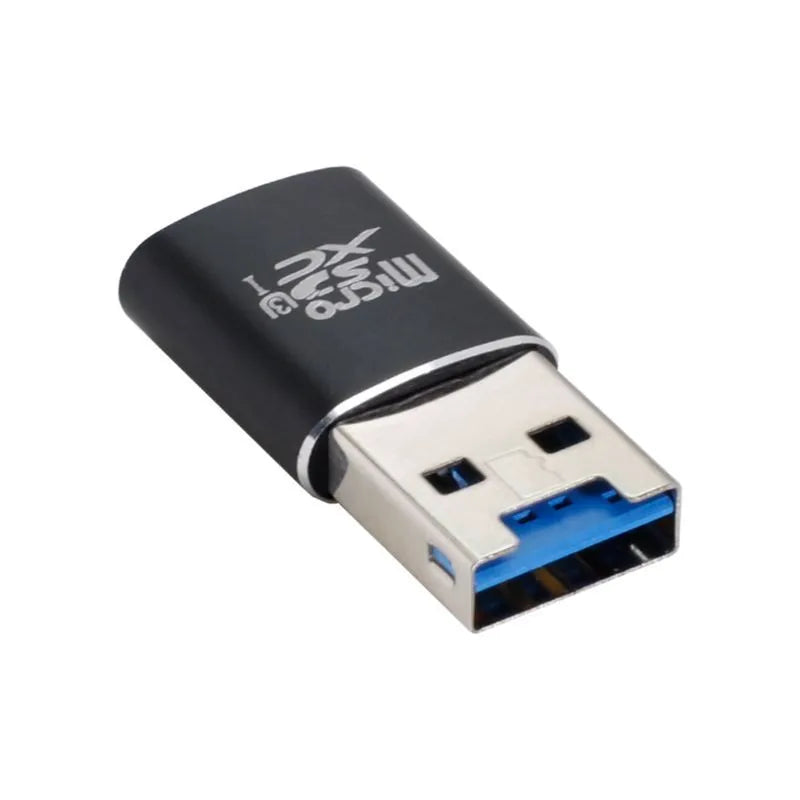 Black USB 3.0 Micro SD card reader for smartphones and computers with ABS plastic shell