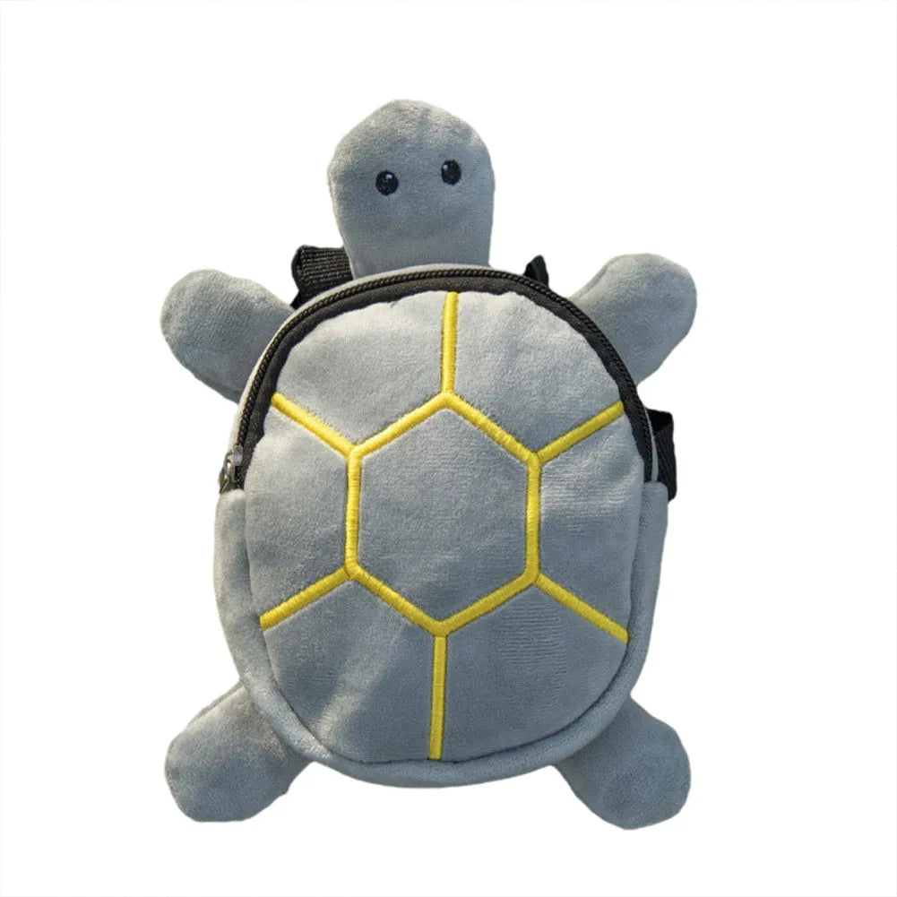 Cartoon turtle shape dog backpack harness vest in velvet with metal zipper closure
