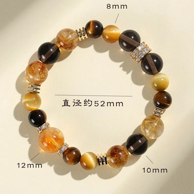 Yellow artificial crystal tower beads bracelet with 10mm size and manual stringing