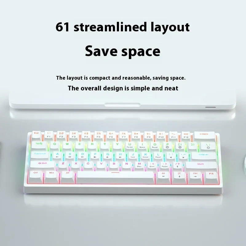 61-key compact mechanical keyboard with hot-swappable Gateron switches and wired USB connection