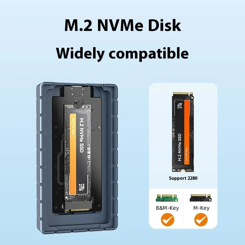 USB4 aluminium hard disk enclosure with cooling fan option measuring 50x118x13mm