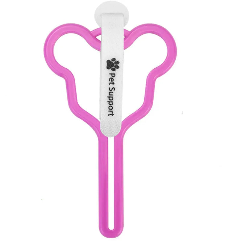 Dog waste bag holder with fixed clip and Velcro attachment for hands-free dog walking