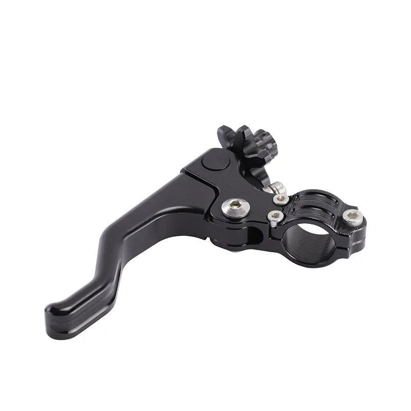 Aluminium two-finger motorcycle clutch lever shown in multiple colour options