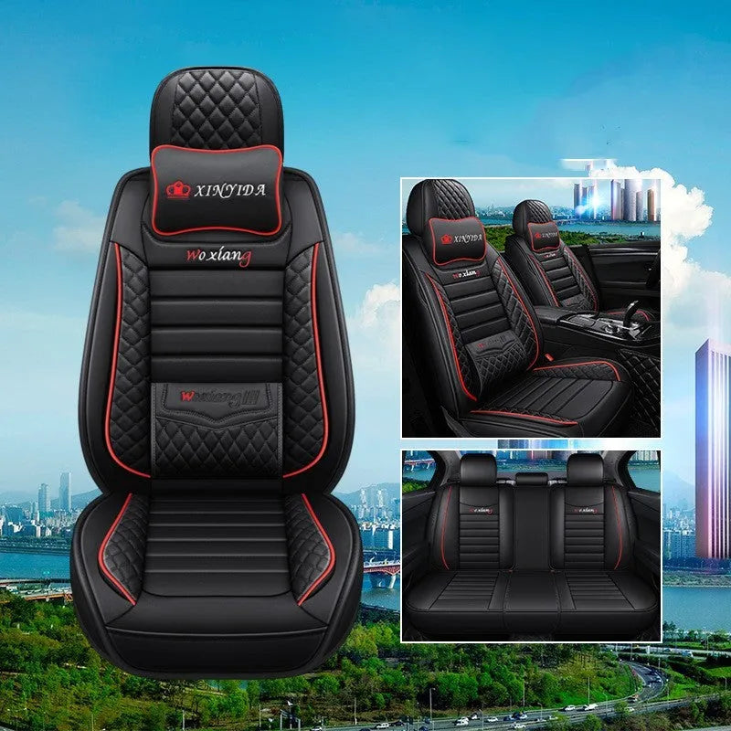 Leather car seat cushion with high elastic sponge filler in universal 65x55cm size
