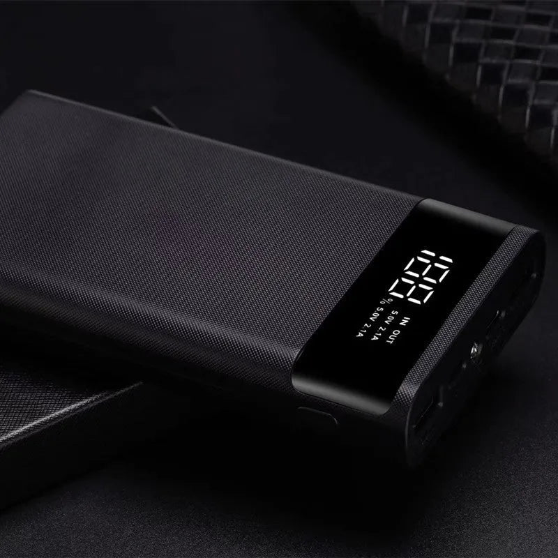 Digital display power bank DIY kit with LCD screen showing battery percentage