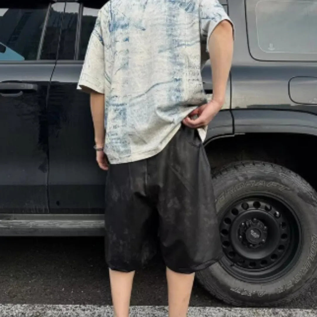 Korean version loose fit T-shirt in solid colour polyester fabric with round neck and short sleeves