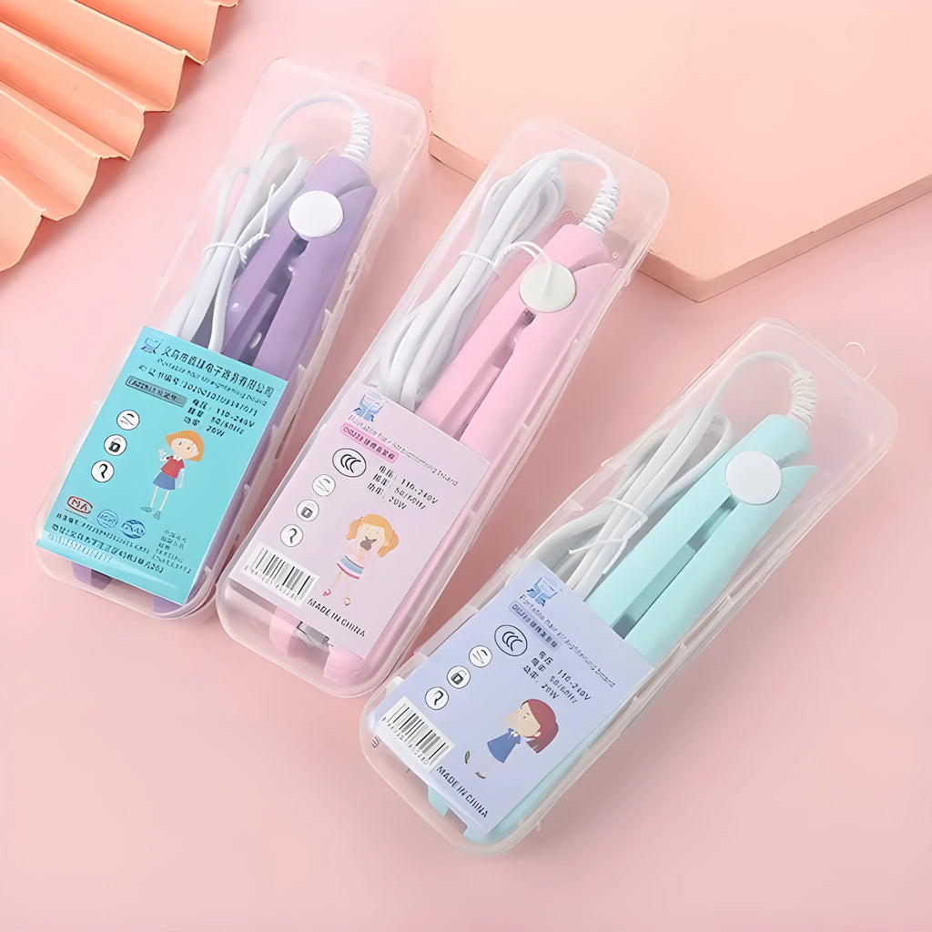 Mini hairdressing splint kit with a heated straight clip and storage box in one of five colours.