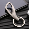 Zinc alloy double key ring for car keys in black, chrome, or nickel finish, shown next to a 30cm ruler for scale.