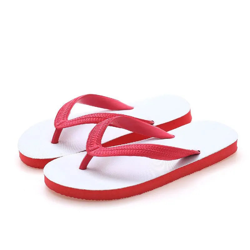 Colour options for rubber flip-flops with fish label: green, red, blue, and black.