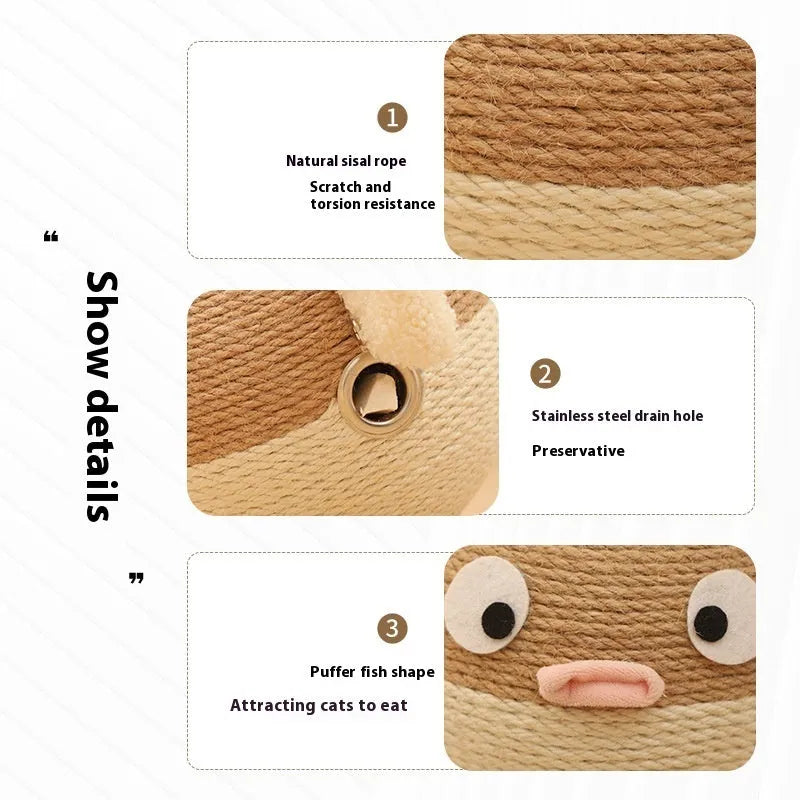 Sisal hemp puffer leakage pet feeder cube puzzle toy for cats and dogs, 15cm size
