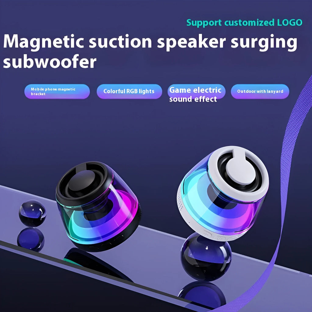 Compact portable wireless Bluetooth speaker with ambient lighting in black or white colour