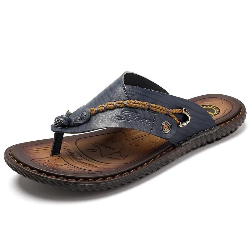 Men's black casual slippers with non-slip sole showing size range 38-47 options