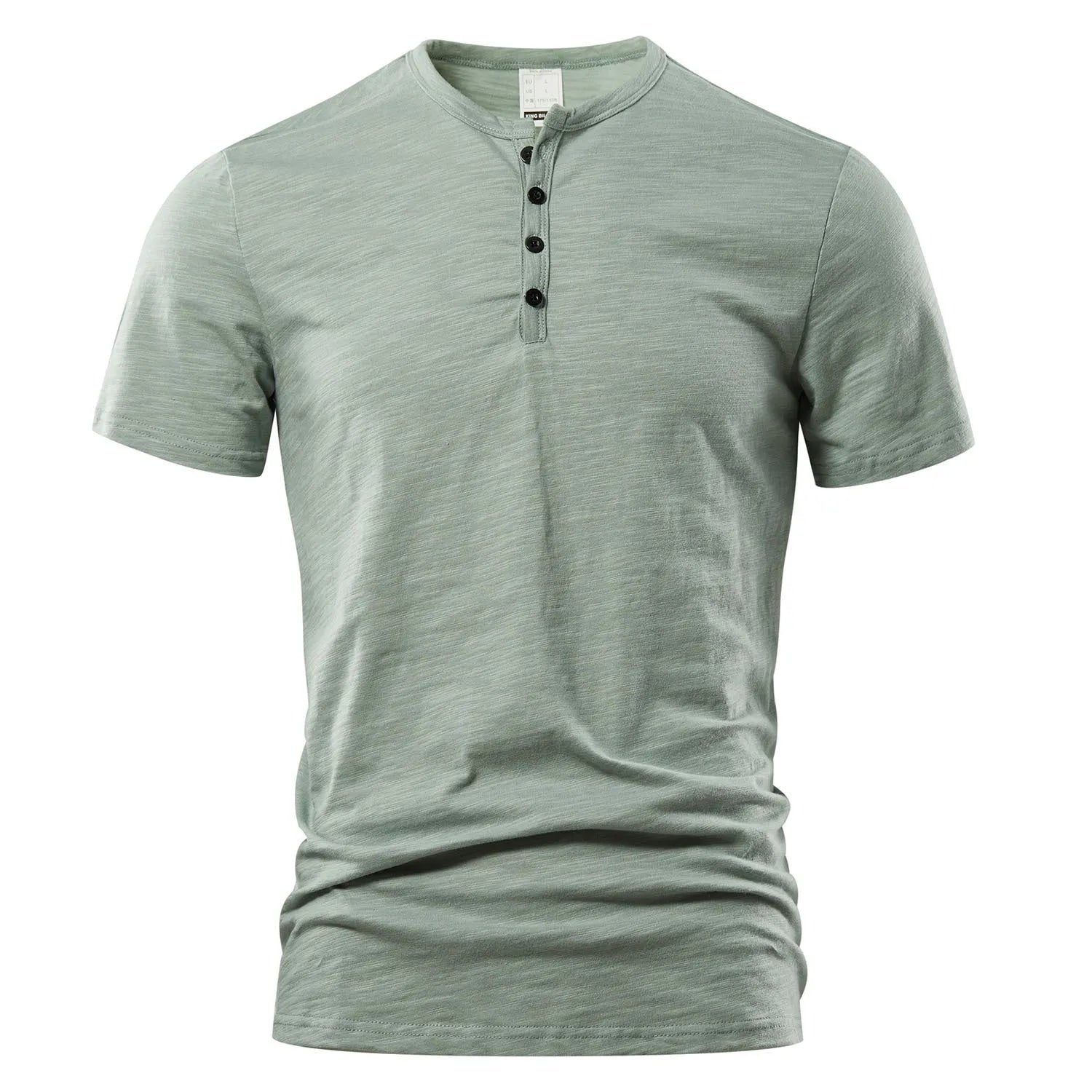Men's slub cotton casual short sleeve T-shirt in solid colour British style pullover