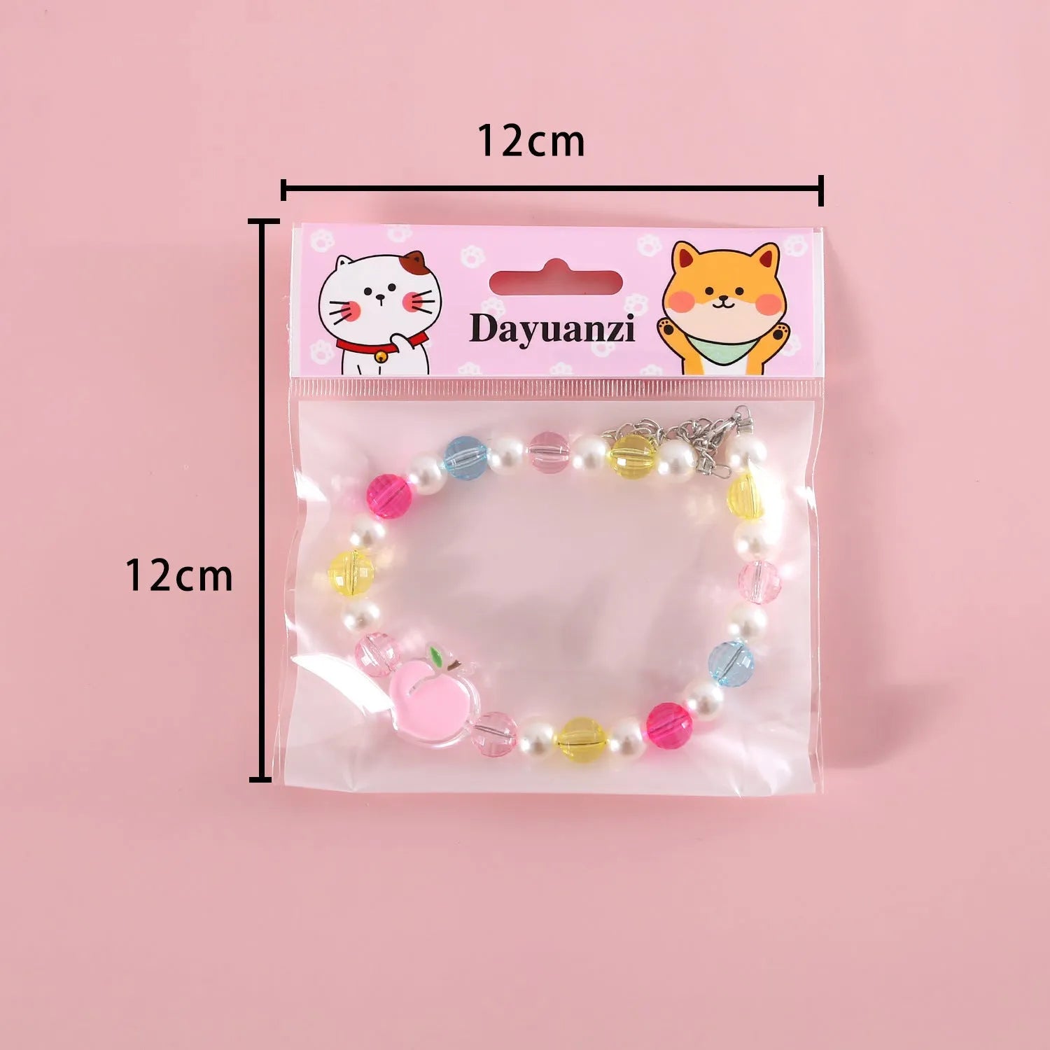 Colourful plastic bead pet necklace for dogs and cats with adjustable sizing options