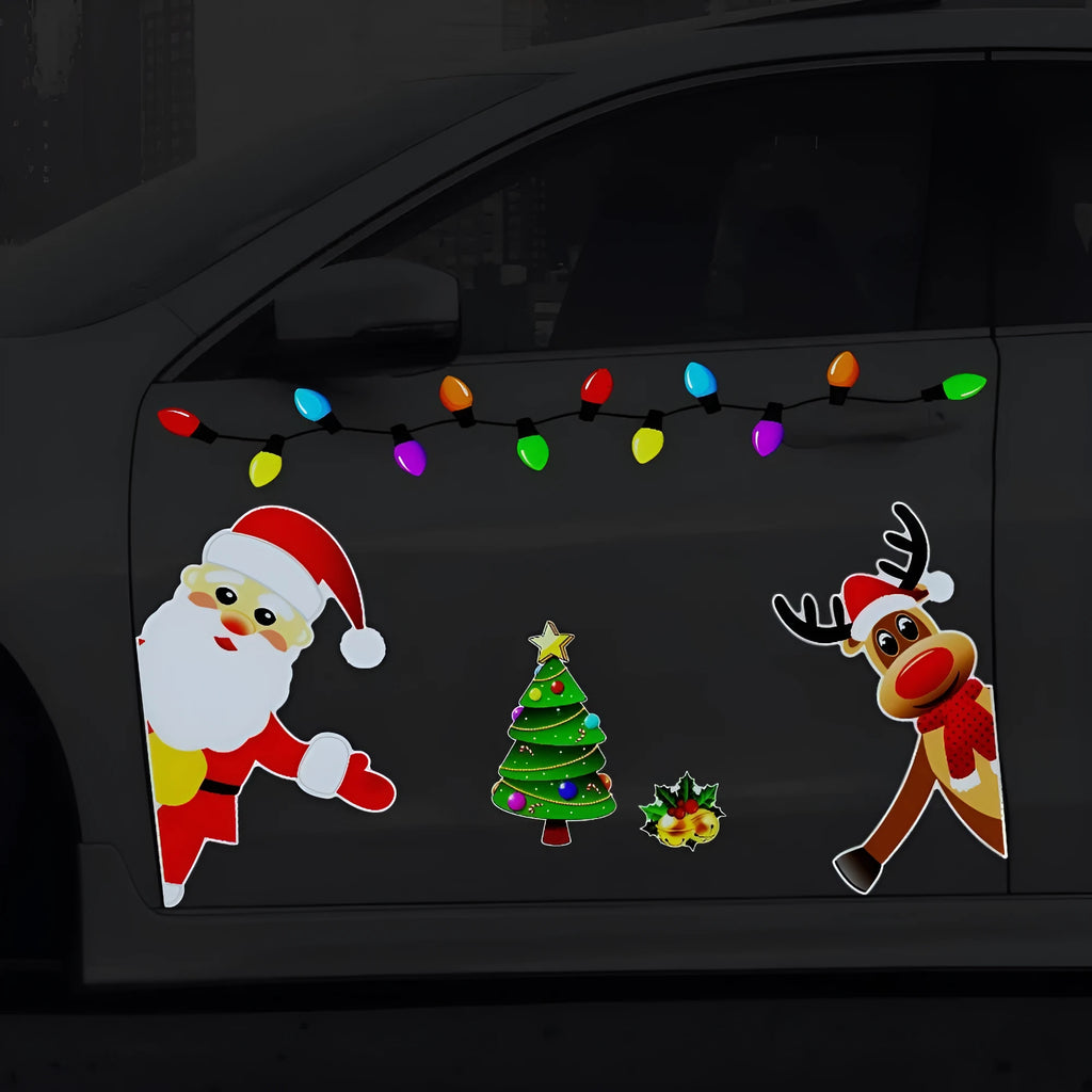 Christmas elk reflective magnetic car decoration sticker in medium size with cartoon design