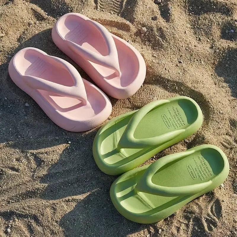 Solid colour EVA flip-flops with thick sole and bow detail in multiple colour options