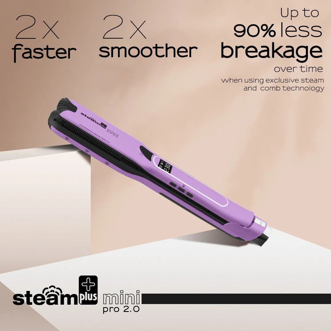 Mini steam spray hair straightener and curler in champagne gold colour for European 220V