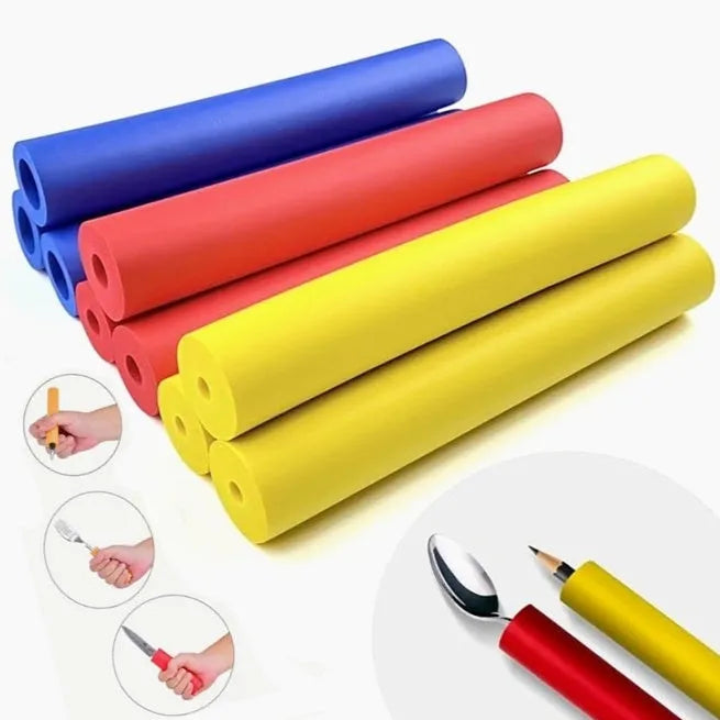 Set of black rubber grip hoses for securing tableware handles and pens